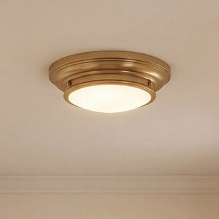Two Light Flush Mount in Natural Brass