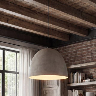 Mpend One Light Pendant in Concrete with Matte Black
