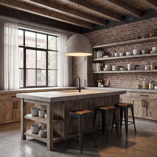 Mpend One Light Pendant in Concrete with Matte Black