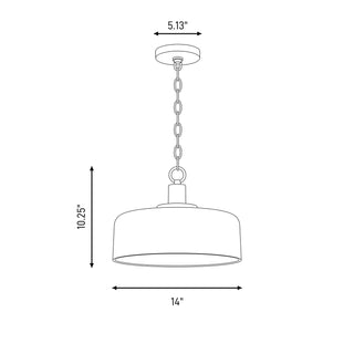 One Light Pendant in White with Black