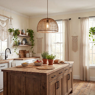 One Light Pendant in Dark Rattan with a Dark Brown Socket