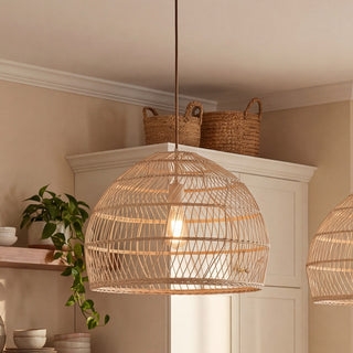 One Light Pendant in Natural Rattan with a Matching Socket