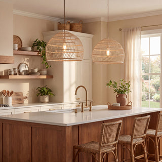One Light Pendant in Natural Rattan with a Matching Socket