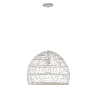 Meridian - M70106WR - One Light Pendant - White Rattan with a White Socket