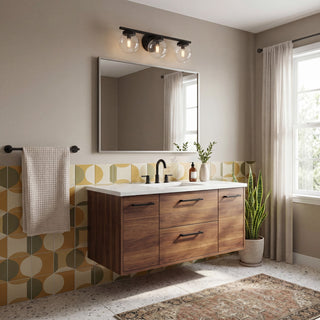 Three Light Bathroom Vanity in Matte Black