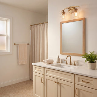 Mbath Two Light Bathroom Vanity in Natural Brass