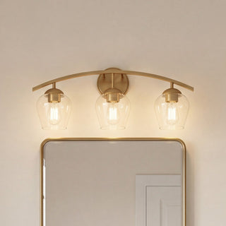 Mbath Three Light Bathroom Vanity in Natural Brass