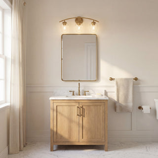 Mbath Three Light Bathroom Vanity in Natural Brass