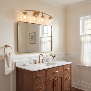 Mbath Four Light Bathroom Vanity in Natural Brass