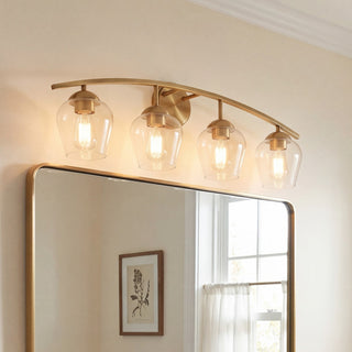 Mbath Four Light Bathroom Vanity in Natural Brass
