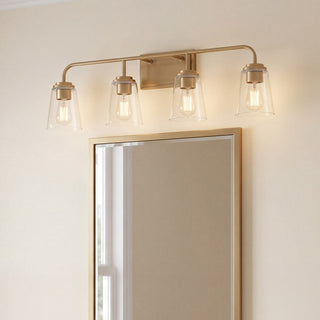 Mbath Four Light Bathroom Vanity in Natural Brass