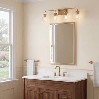 Mbath Four Light Bathroom Vanity in Natural Brass