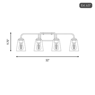 Mbath Four Light Bathroom Vanity in Natural Brass