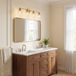 Mbath Four Light Bathroom Vanity in Natural Brass