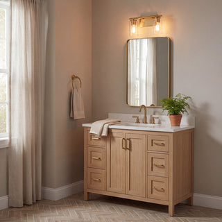 Mbath Two Light Bathroom Vanity in Natural Brass
