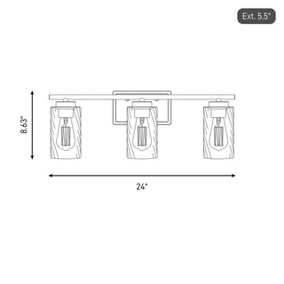 Mbath Three Light Bathroom Vanity in Chrome
