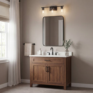Mbath Three Light Bathroom Vanity in Matte Black