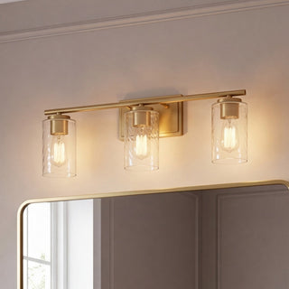 Mbath Three Light Bathroom Vanity in Natural Brass