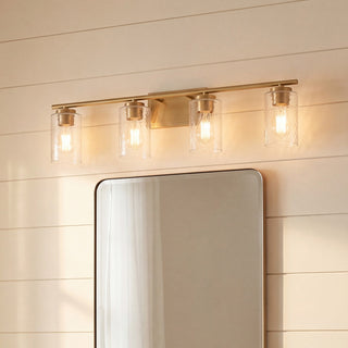 Mbath Four Light Bathroom Vanity in Natural Brass