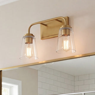 Mbath Two Light Bathroom Vanity in Natural Brass