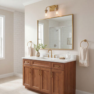 Mbath Two Light Bathroom Vanity in Natural Brass
