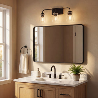 Mbath Three Light Bathroom Vanity in Matte Black
