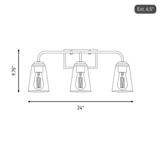 Mbath Three Light Bathroom Vanity in Natural Brass