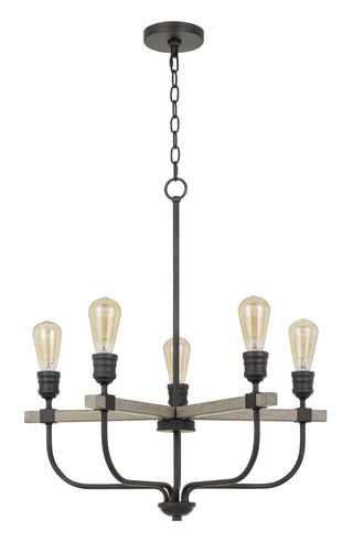 Cal Lighting - FX-3734-5 - Five Light Chandelier - Sion - Natural Wood/Iron