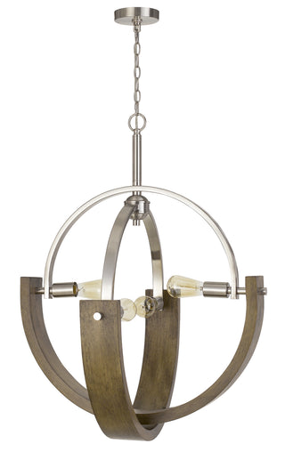 Cal Lighting - FX-3741-4 - Four Light Chandelier - Rauma - Wood/Brushed Steel