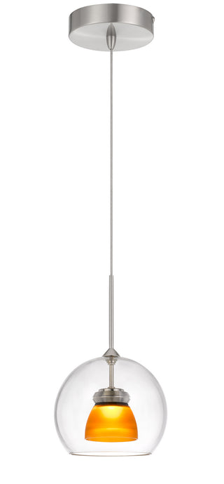 Cal Lighting - UP-335-CL-AMBFR - LED Mini Pendant - Dimmable with Lutron Brand Dimmers: DVCL-153P, SCL - Frosted Yellow