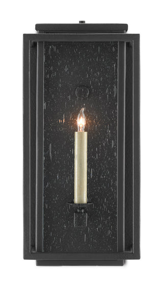Currey and Company - 5500-0040 - One Light Outdoor Wall Sconce - Wright - Midnight Black/Clear Seeded