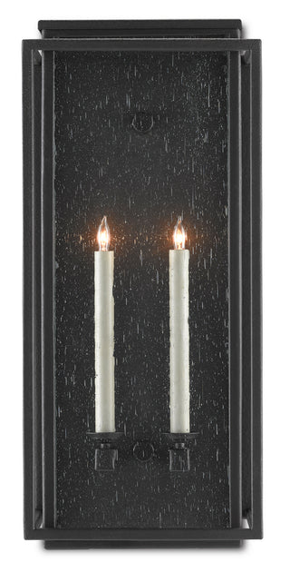 Currey and Company - 5500-0041 - Two Light Outdoor Wall Sconce - Wright - Midnight Black/Clear Seeded
