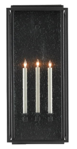 Currey and Company - 5500-0042 - Three Light Outdoor Wall Sconce - Wright - Midnight Black/Clear Seeded