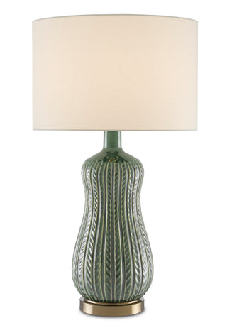 Currey and Company - 6000-0673 - One Light Table Lamp - Mamora - Green/Antique Brass