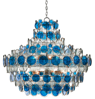 Currey and Company - 9000-0723 - 12 Light Chandelier - Galahad - Blue/Clear/Contemporary Silver Leaf/Silver