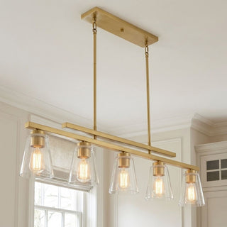 Calhoun Five Light Linear Chandelier in Warm Brass