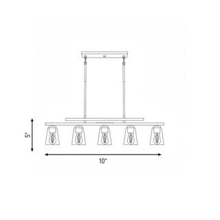 Calhoun Five Light Linear Chandelier in Warm Brass