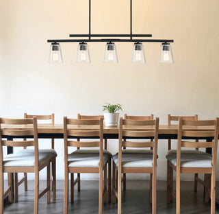 Calhoun Five Light Linear Chandelier in Matte Black