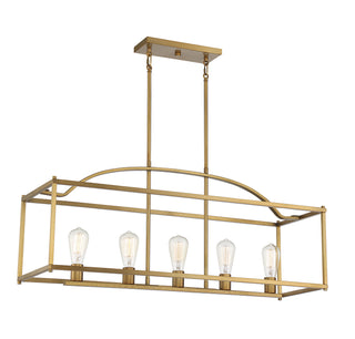 Savoy House - 1-190-5-322 - Five Light Linear Chandelier - Palladian - Warm Brass