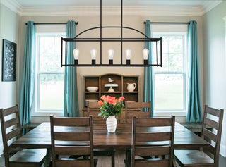 Palladian Five Light Linear Chandelier in Matte Black