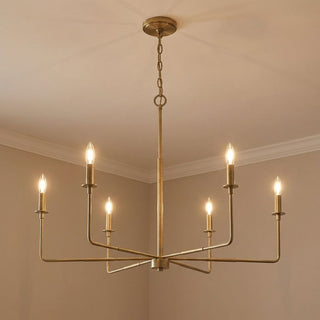 Salerno Six Light Chandelier in Warm Brass