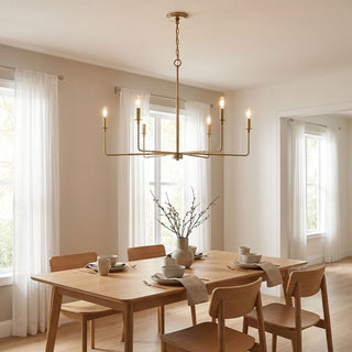 Salerno Six Light Chandelier in Warm Brass
