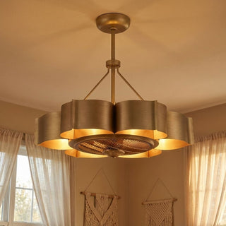 Stockholm LED Fan D'Lier in Gold Patina