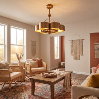 Stockholm LED Fan D'Lier in Gold Patina