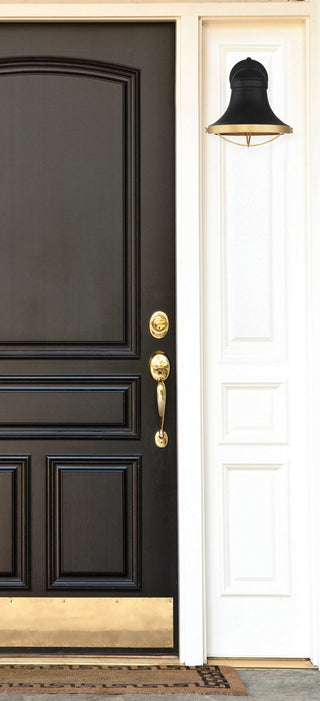 Belmont One Light Wall Sconce in Textured Black with Warm Brass Accents