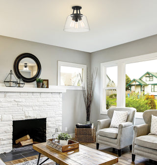 Calhoun Three Light Semi-Flush Mount in Matte Black