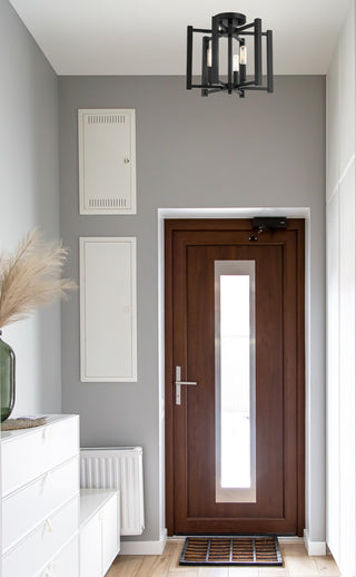 Benson Three Light Semi-Flush Mount in Matte Black