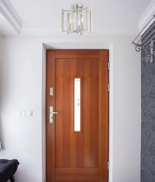 Benson Three Light Semi-Flush Mount in Satin Nickel