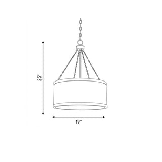 Delphi Six Light Pendant in Black with Warm Brass Accents