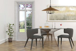 Eman Six Light Pendant in Matte Black with Dark Rattan